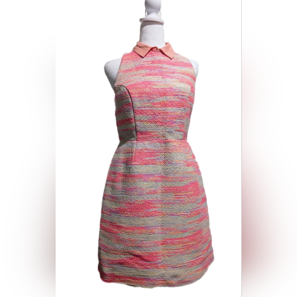 Calla Paris Sz 38 Women's Pink Keyhole Back Sleeveless Minidress Empire Waist